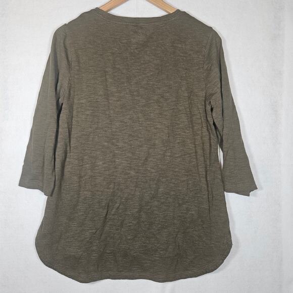 Chico's Dark Green Cotton Modal 3/4 Sleeve Top - Picture 6 of 6